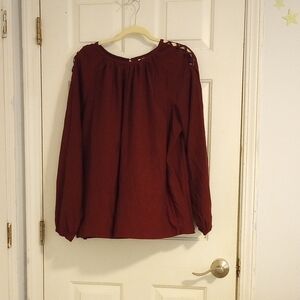 Cato Red Long Sleeve Relaxed Blouse